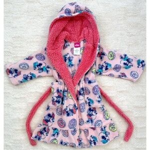 Disney Junior Minnie Mouse Girl's Donuts and Sprinkles Minky Fleece Hooded Robe